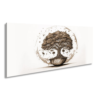Leinwandbild Ein Baum der Welten schwebt in stiller Balance. - deyoli