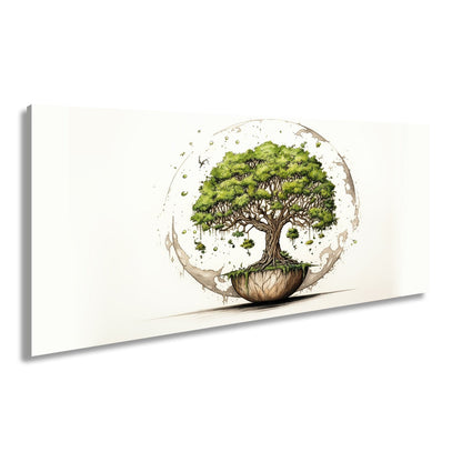 Leinwandbild Ein Baum der Welten schwebt in stiller Balance. - deyoli
