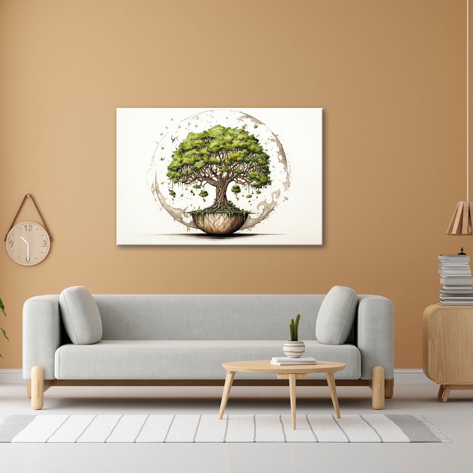 Leinwandbild Ein Baum der Welten schwebt in stiller Balance. - deyoli