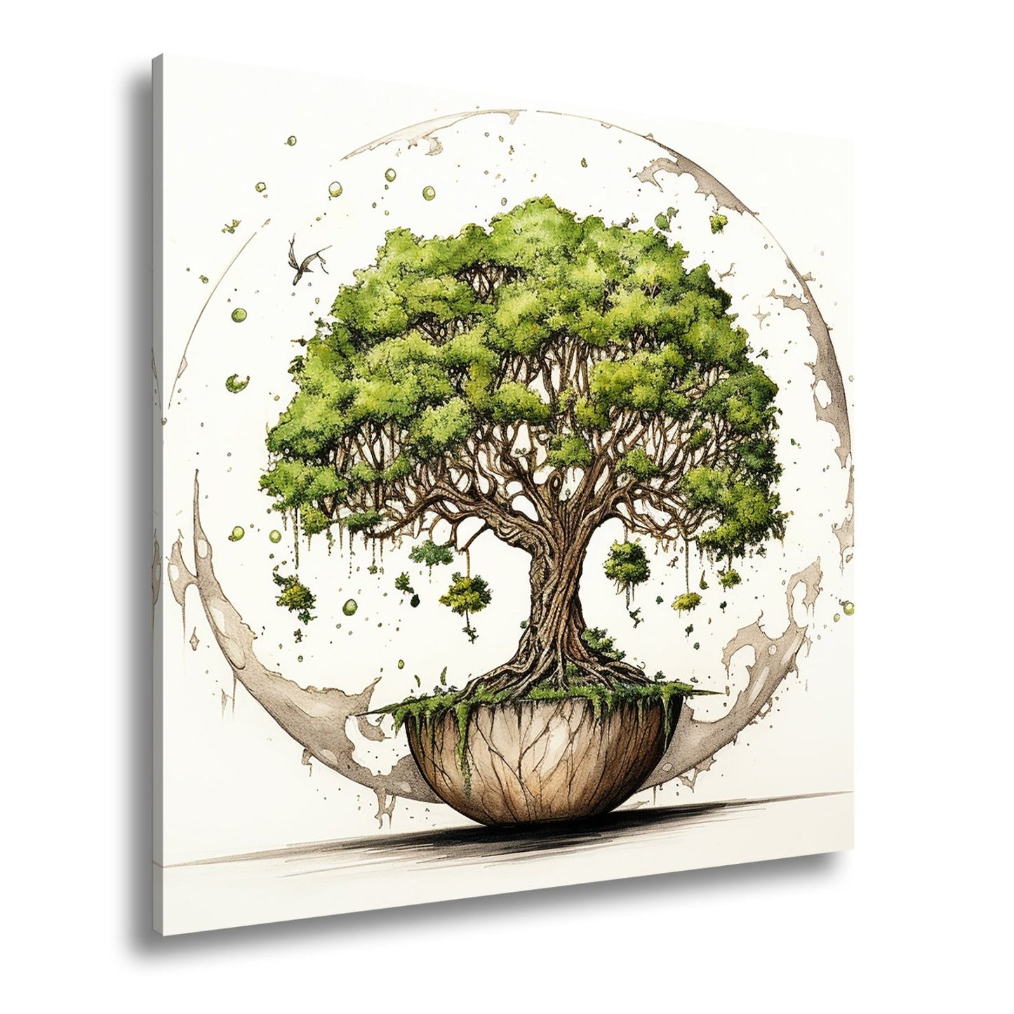 Leinwandbild Ein Baum der Welten schwebt in stiller Balance. - deyoli