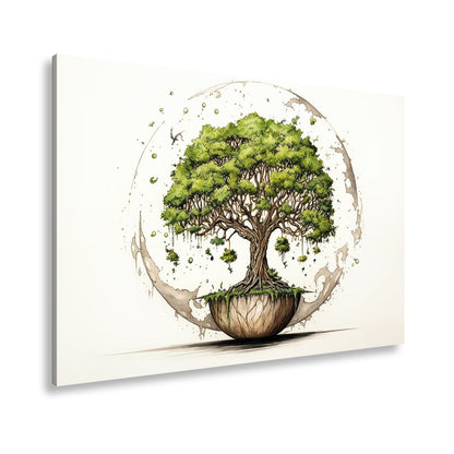 Leinwandbild Ein Baum der Welten schwebt in stiller Balance. - deyoli