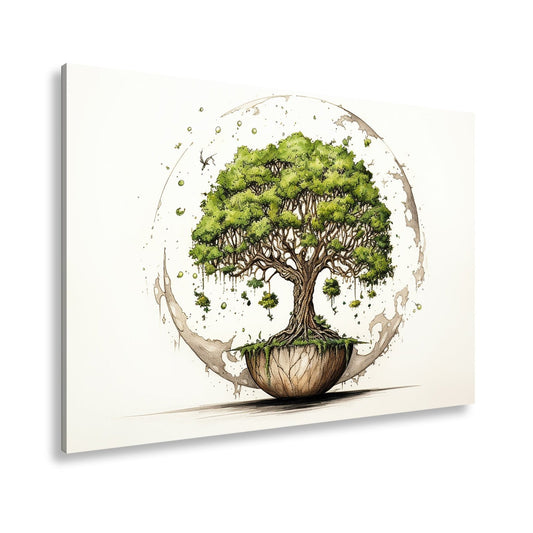 Leinwandbild Ein Baum der Welten schwebt in stiller Balance. - deyoli