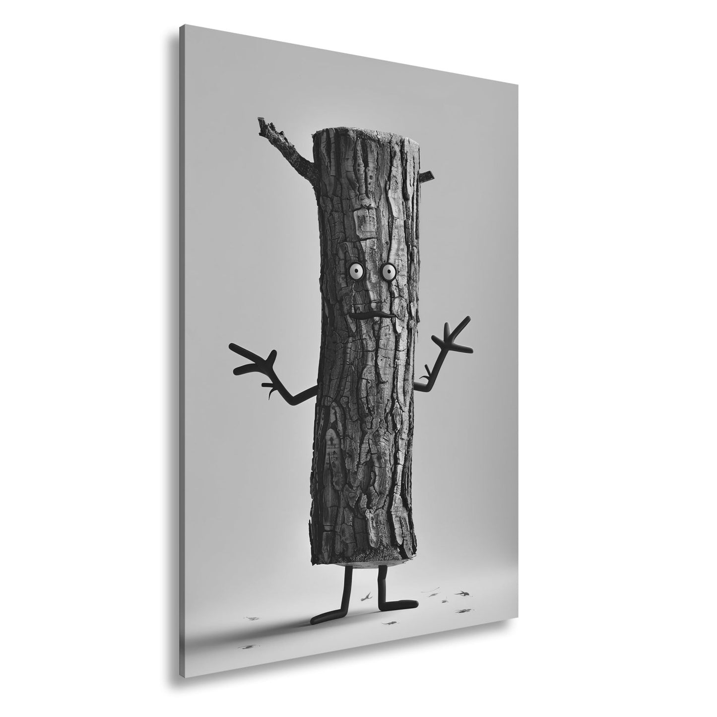 Leinwandbild Ein Baumstamm mit Charme – Natur trifft auf Humor. - deyoli