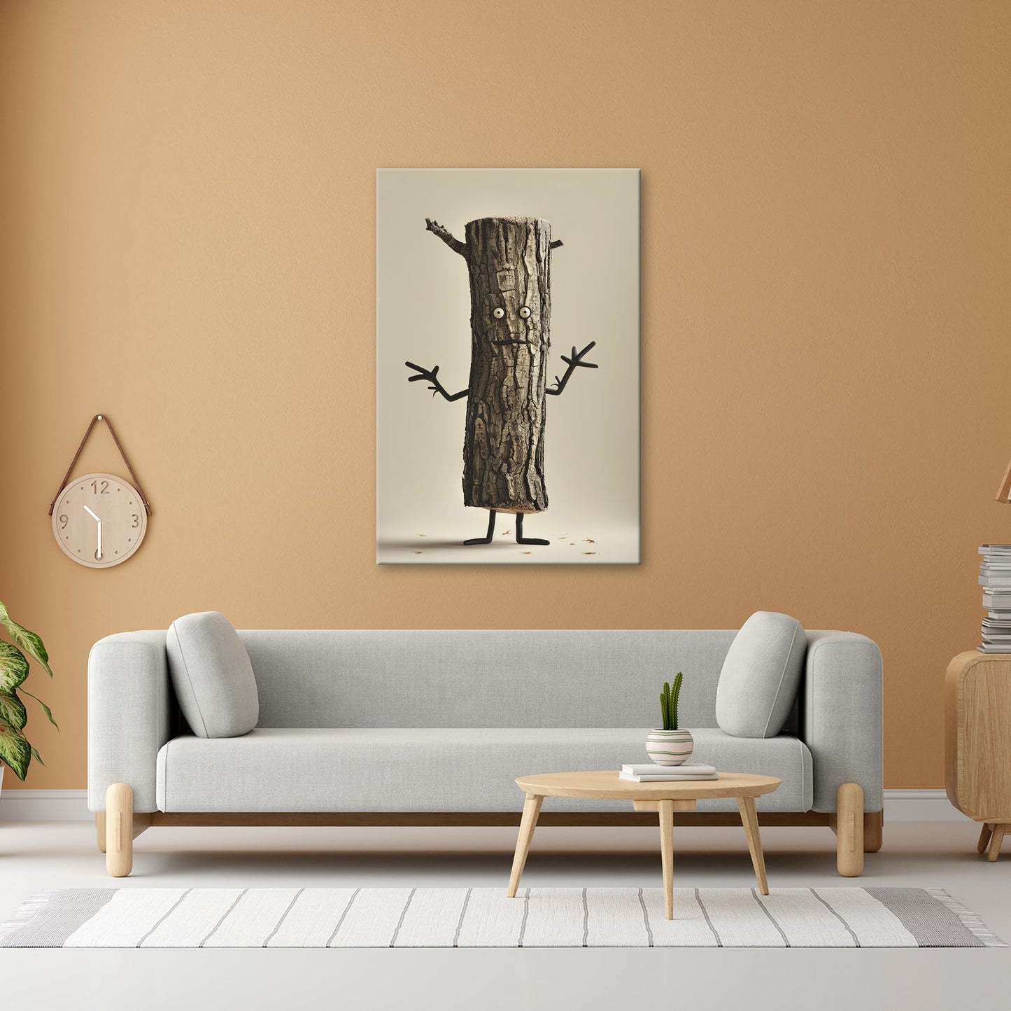 Leinwandbild Ein Baumstamm mit Charme – Natur trifft auf Humor. - deyoli
