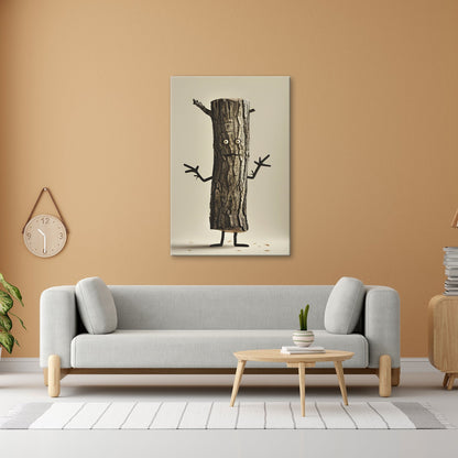 Leinwandbild Ein Baumstamm mit Charme – Natur trifft auf Humor. - deyoli
