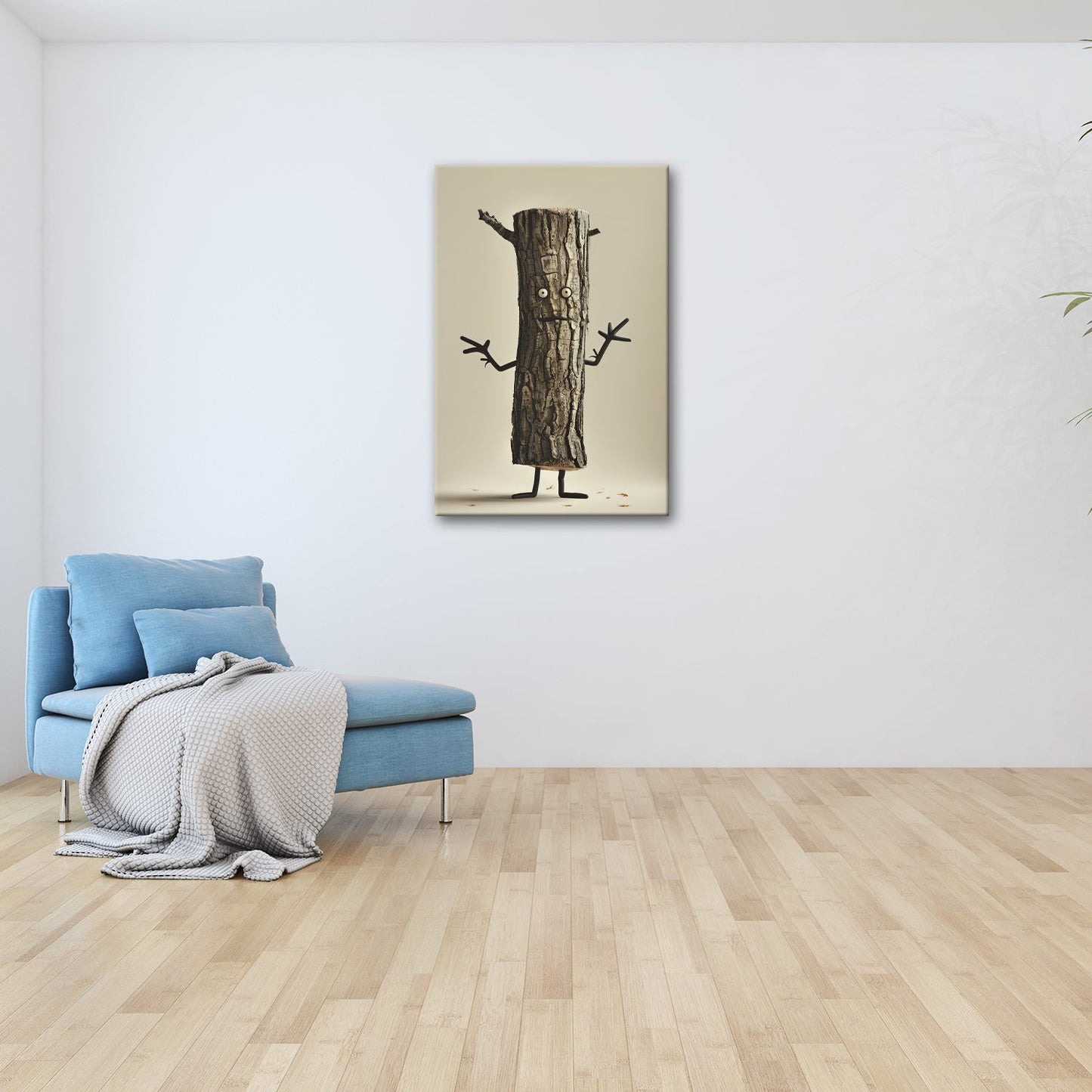 Leinwandbild Ein Baumstamm mit Charme – Natur trifft auf Humor. - deyoli