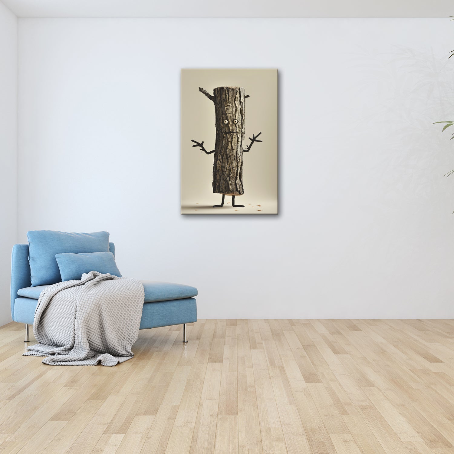 Leinwandbild Ein Baumstamm mit Charme – Natur trifft auf Humor. - deyoli
