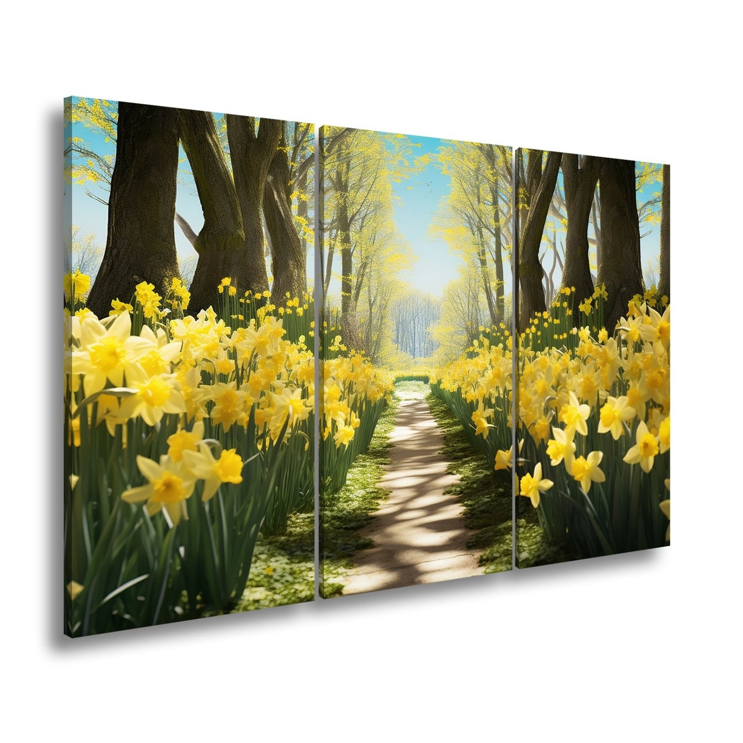 Leinwandbild Ein Blütenpfad ins Licht – Frühling tanzt im Wald. - deyoli
