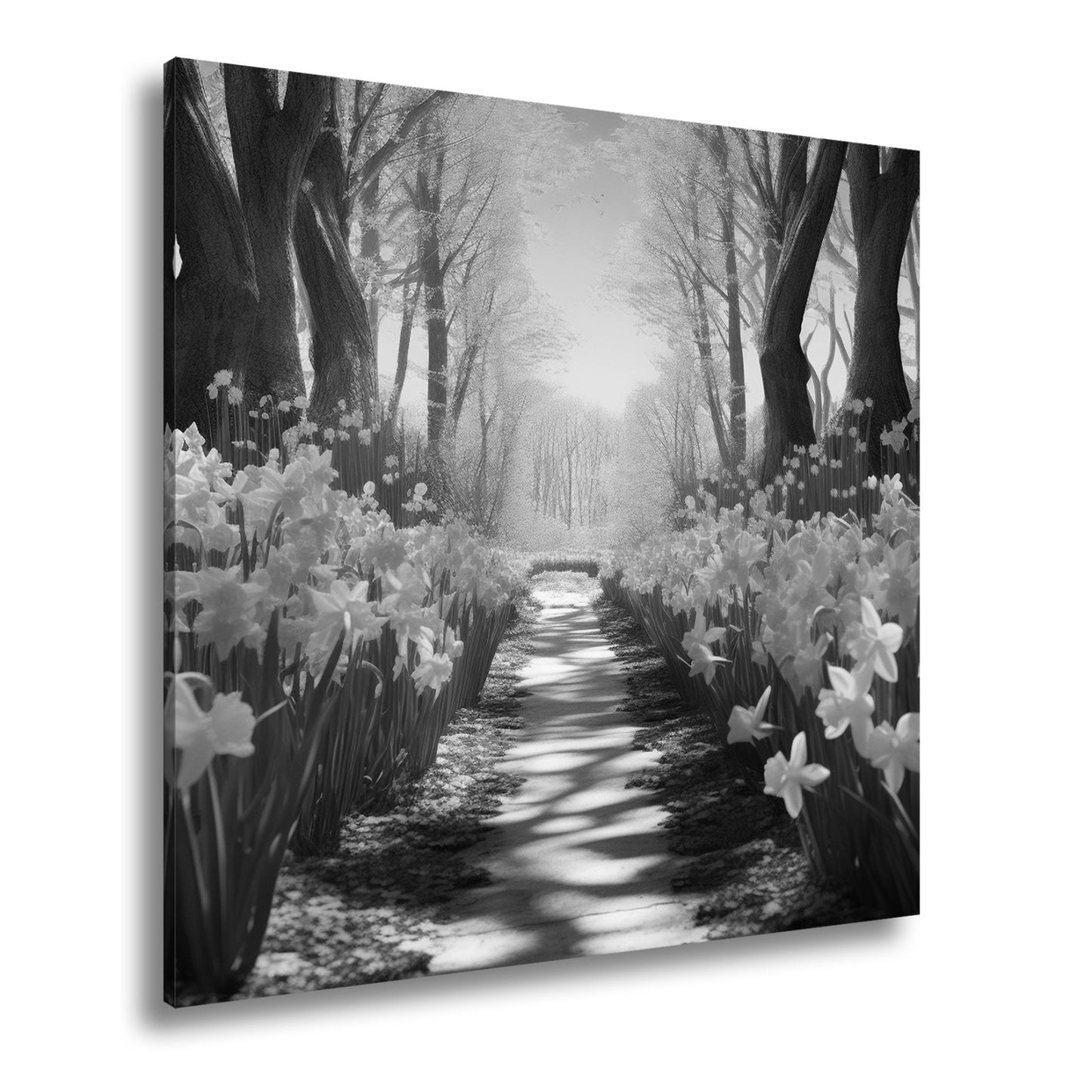 Leinwandbild Ein Blütenpfad ins Licht – Frühling tanzt im Wald. - deyoli