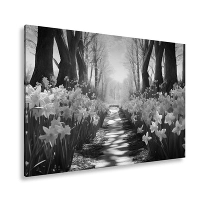 Leinwandbild Ein Blütenpfad ins Licht – Frühling tanzt im Wald. - deyoli