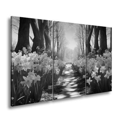 Leinwandbild Ein Blütenpfad ins Licht – Frühling tanzt im Wald. - deyoli