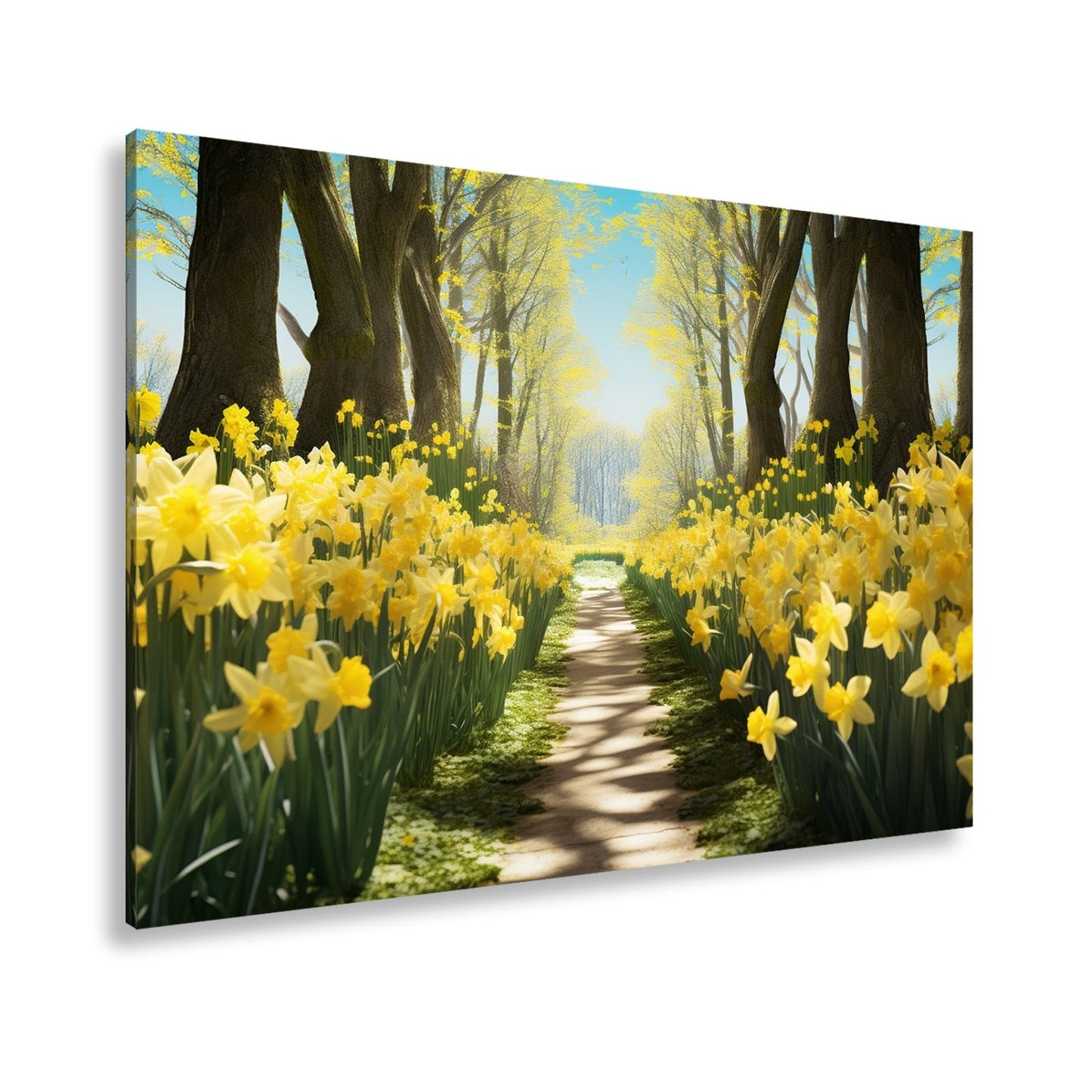 Leinwandbild Ein Blütenpfad ins Licht – Frühling tanzt im Wald. - deyoli