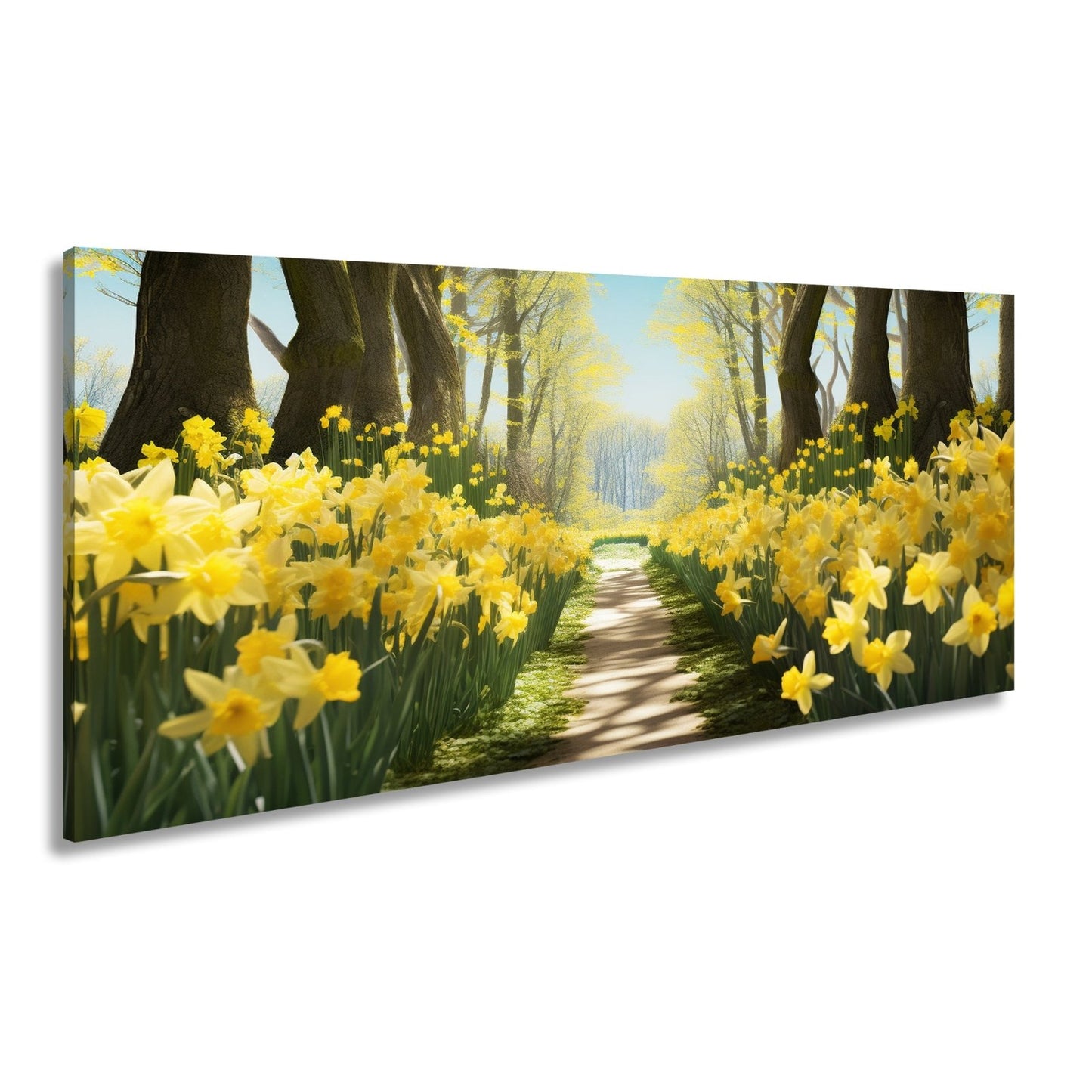 Leinwandbild Ein Blütenpfad ins Licht – Frühling tanzt im Wald. - deyoli