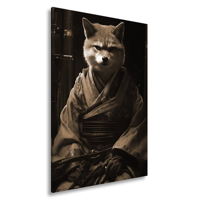Leinwandbild Ein Fuchs in Kimono – würdevoll im dämmrigen Licht. - deyoli