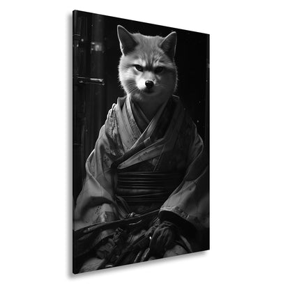 Leinwandbild Ein Fuchs in Kimono – würdevoll im dämmrigen Licht. - deyoli
