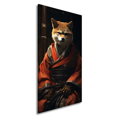 Leinwandbild Ein Fuchs in Kimono – würdevoll im dämmrigen Licht. - deyoli