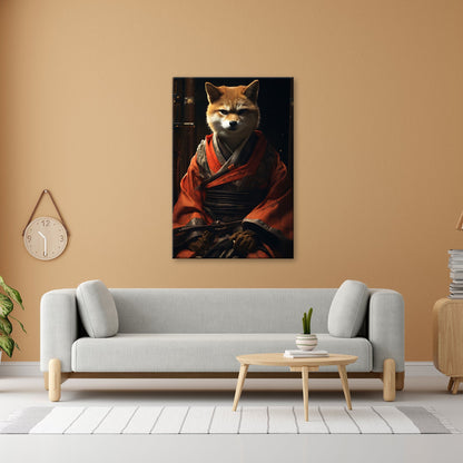 Leinwandbild Ein Fuchs in Kimono – würdevoll im dämmrigen Licht. - deyoli