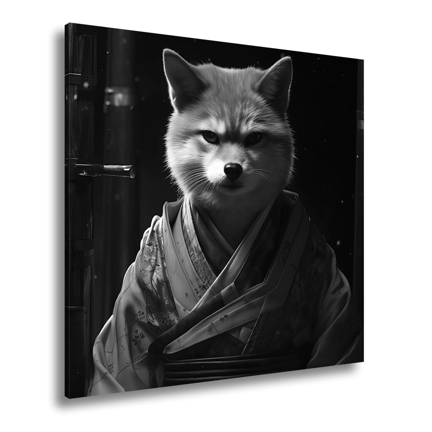 Leinwandbild Ein Fuchs in Kimono – würdevoll im dämmrigen Licht. - deyoli