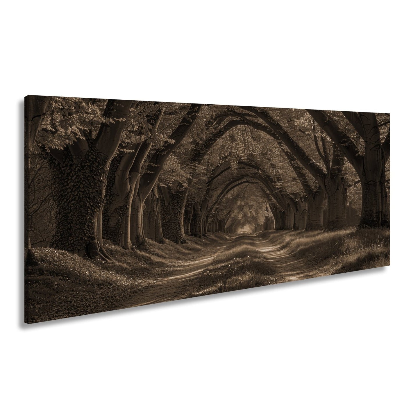 Leinwandbild Ein grüner Tunnel – Natur formt ein lebendiges Gewölbe. - deyoli