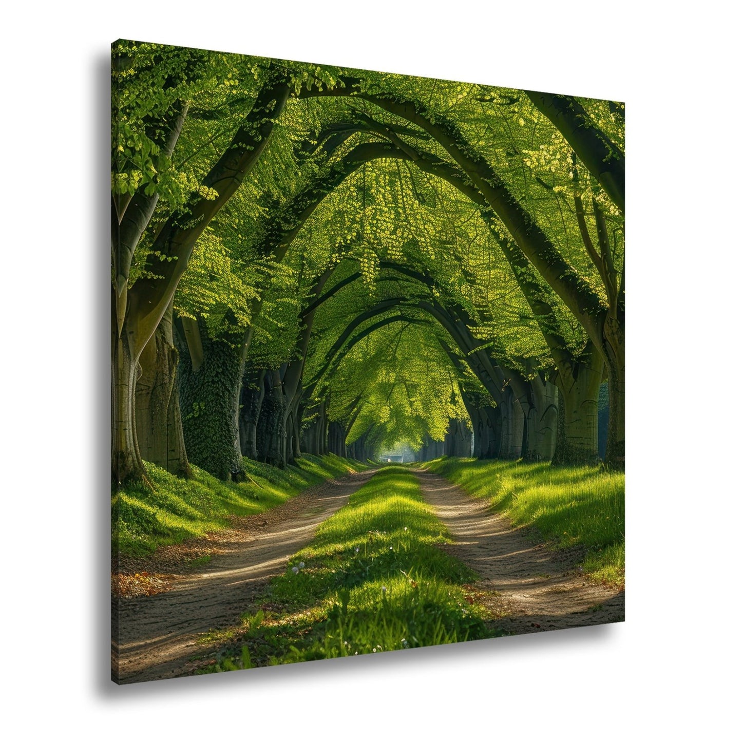 Leinwandbild Ein grüner Tunnel – Natur formt ein lebendiges Gewölbe. - deyoli