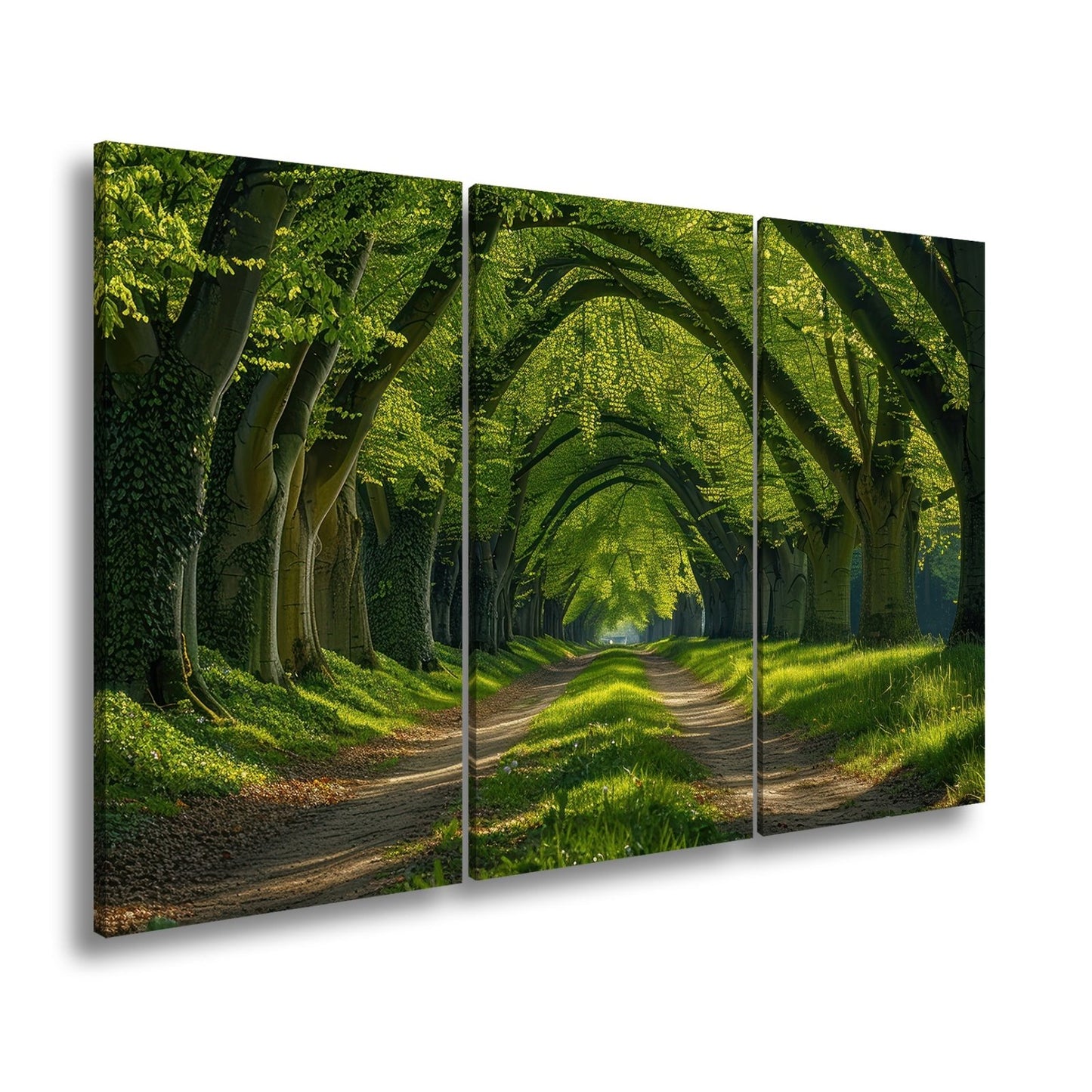 Leinwandbild Ein grüner Tunnel – Natur formt ein lebendiges Gewölbe. - deyoli