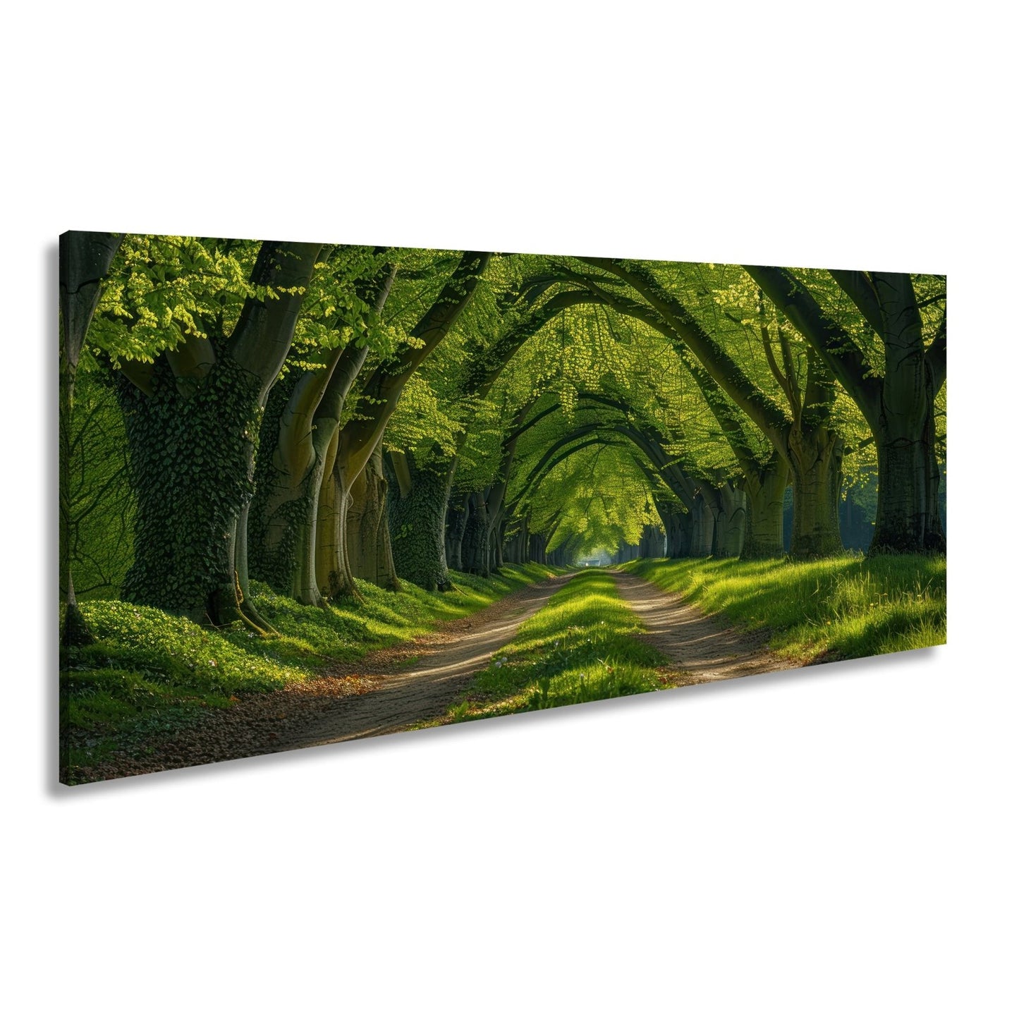 Leinwandbild Ein grüner Tunnel – Natur formt ein lebendiges Gewölbe. - deyoli
