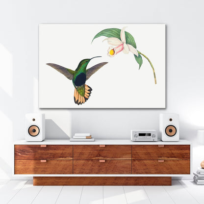 Leinwandbild Ein Kolibri schwebt zum Blütenlicht – pure, lebendige Poesie - deyoli