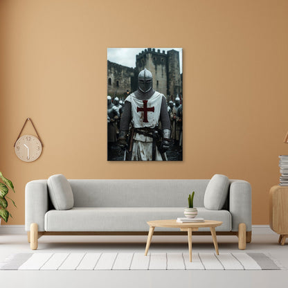 Leinwandbild Ein Kreuzritter trotzt der Zeit in eiserner Entschlossenheit - deyoli
