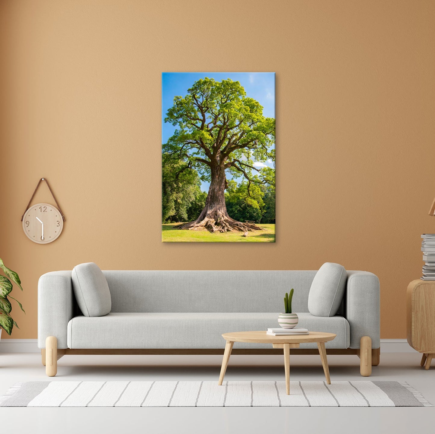 Leinwandbild Ein majestätischer Baum, fest verwurzelt im Licht. - deyoli