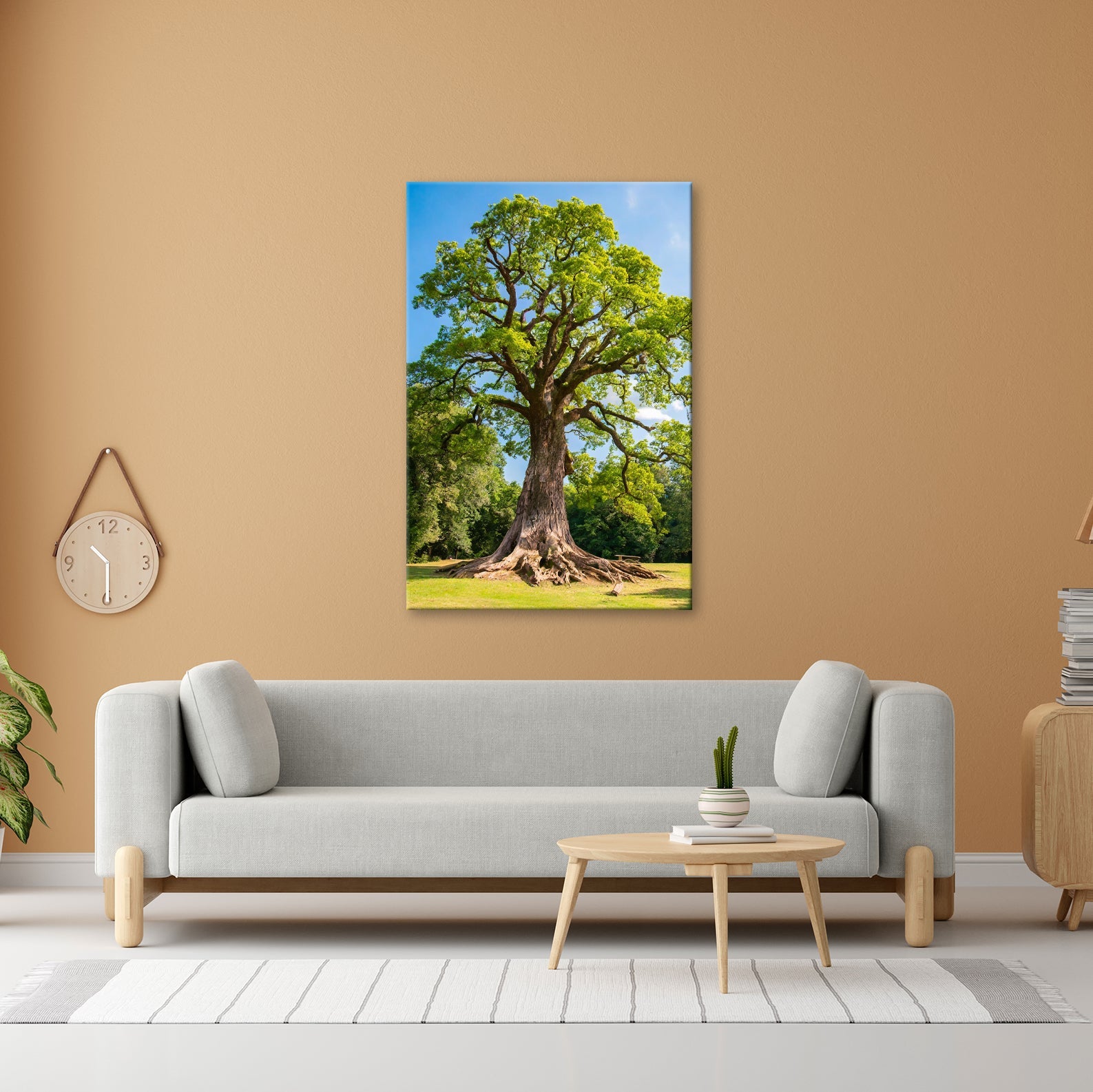 Leinwandbild Ein majestätischer Baum, fest verwurzelt im Licht. - deyoli