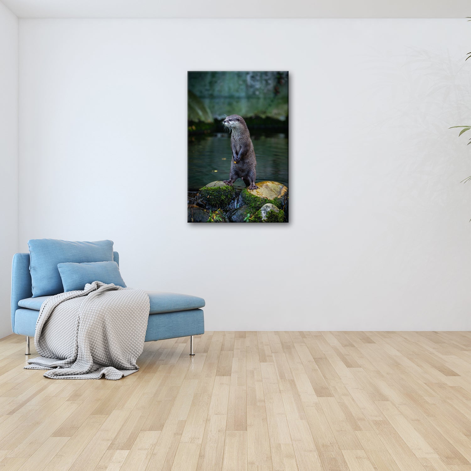 Leinwandbild Ein Otter in Pose – wachsam und voller natürlicher Anmut. - deyoli