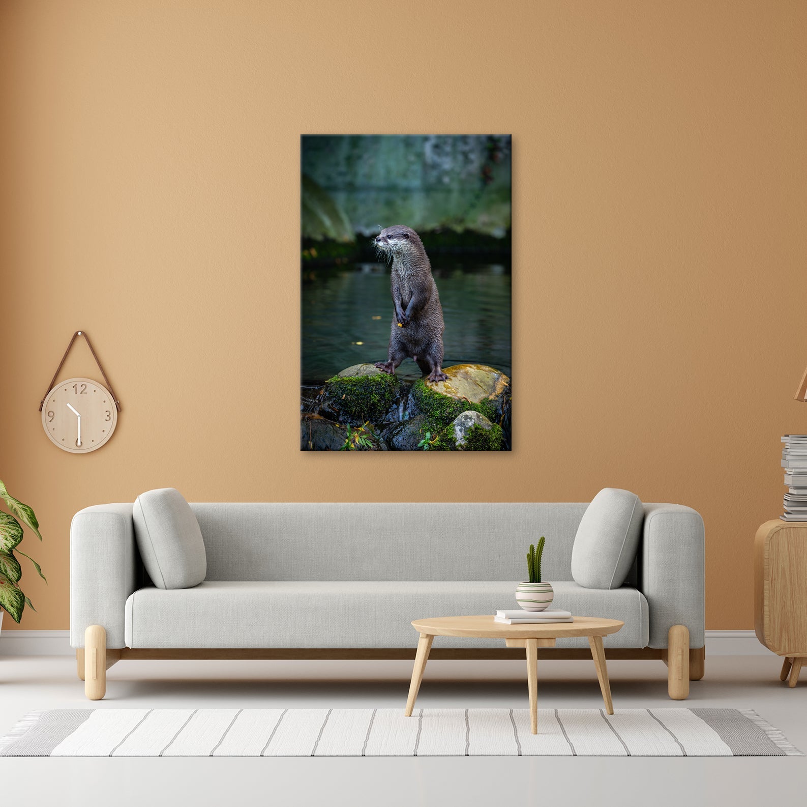 Leinwandbild Ein Otter in Pose – wachsam und voller natürlicher Anmut. - deyoli