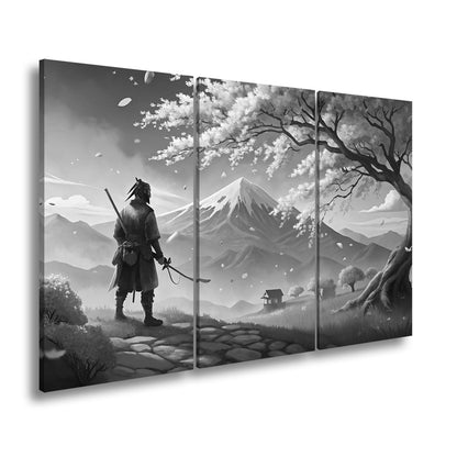 Leinwandbild Ein Samurai blickt auf Fuji - san, umhüllt von Blütenpracht. - deyoli