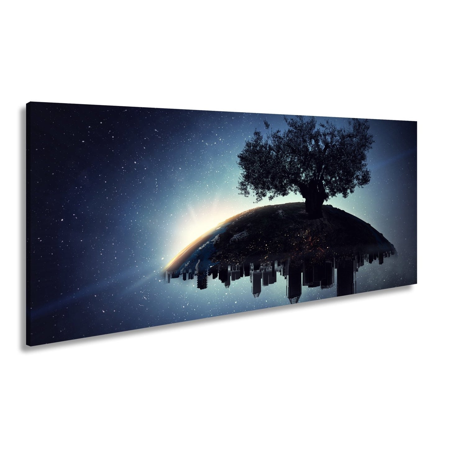 Leinwandbild Ein stiller Baum wacht über schlafende Städte. - deyoli