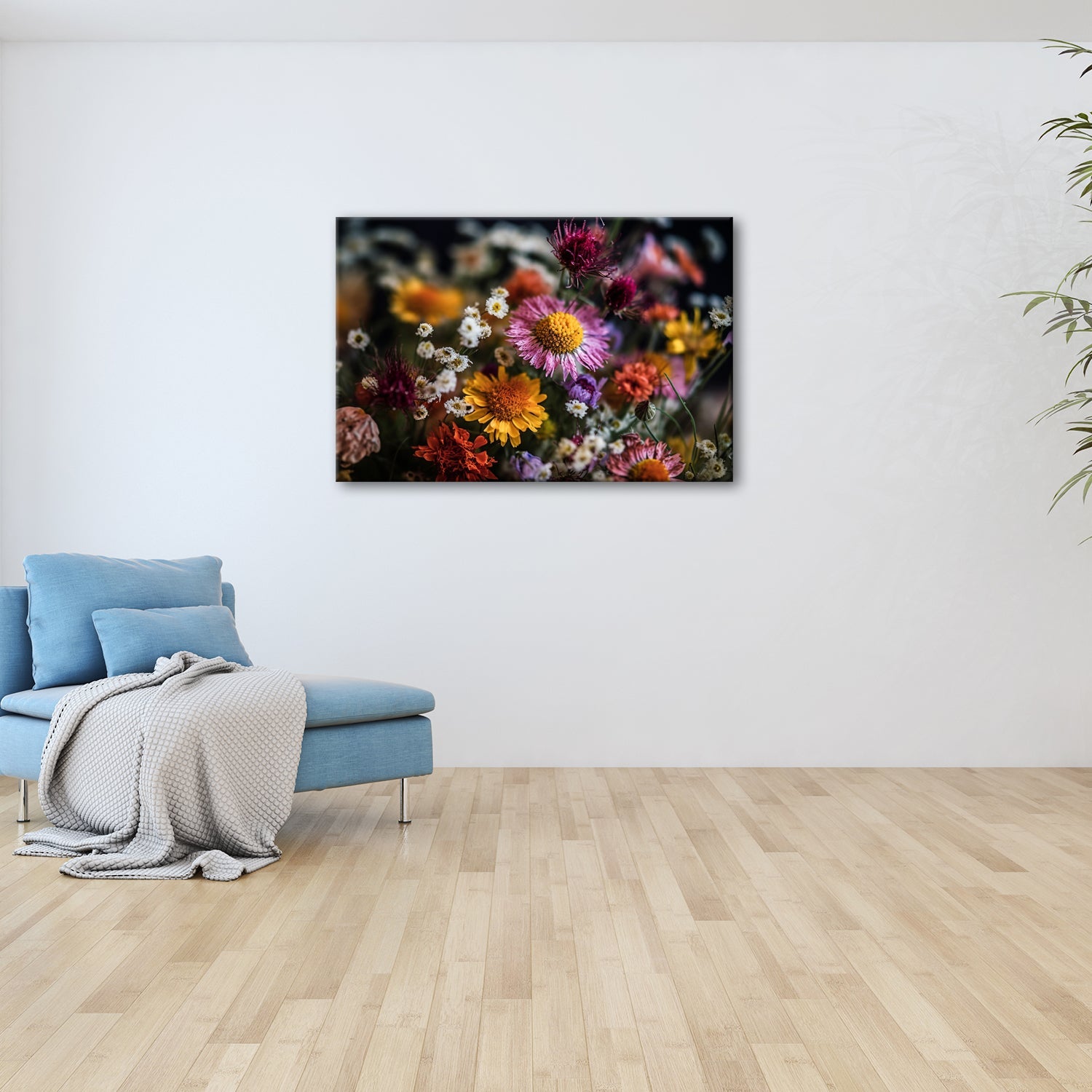 Leinwandbild Ein wildes Blütenmeer, kraftvoll in Farbe und Form. - deyoli