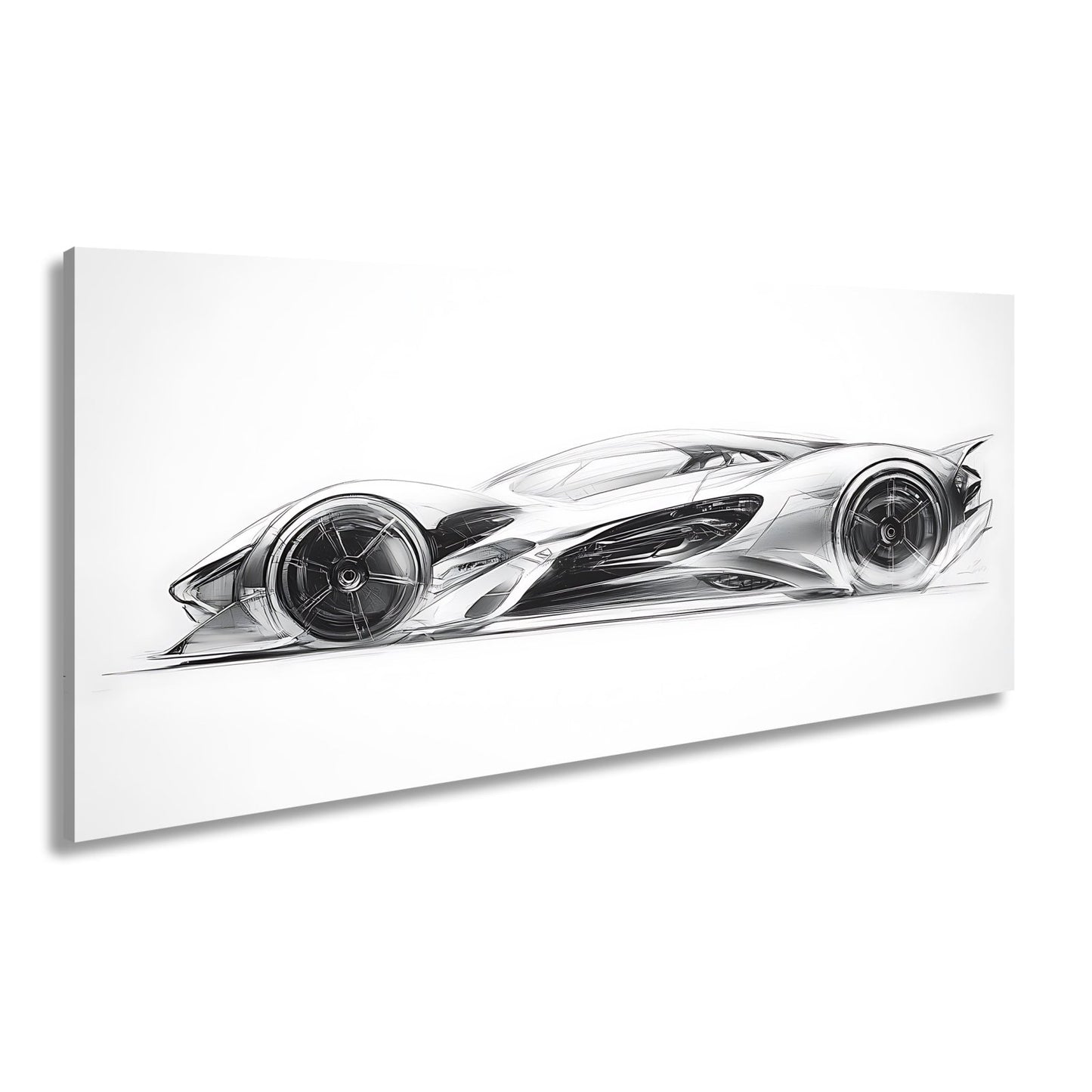 Leinwandbild Elegante Konzeptzeichnung eines weißen Hypercars - deyoli