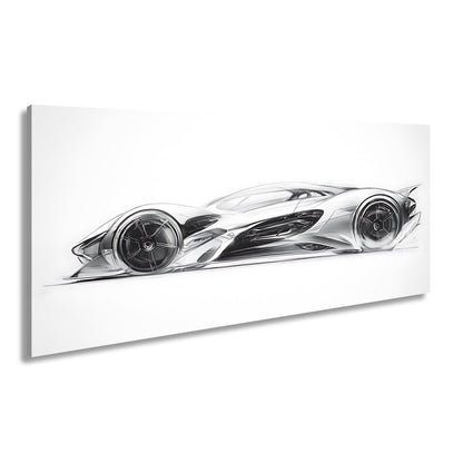 Leinwandbild Elegante Konzeptzeichnung eines weißen Hypercars - deyoli