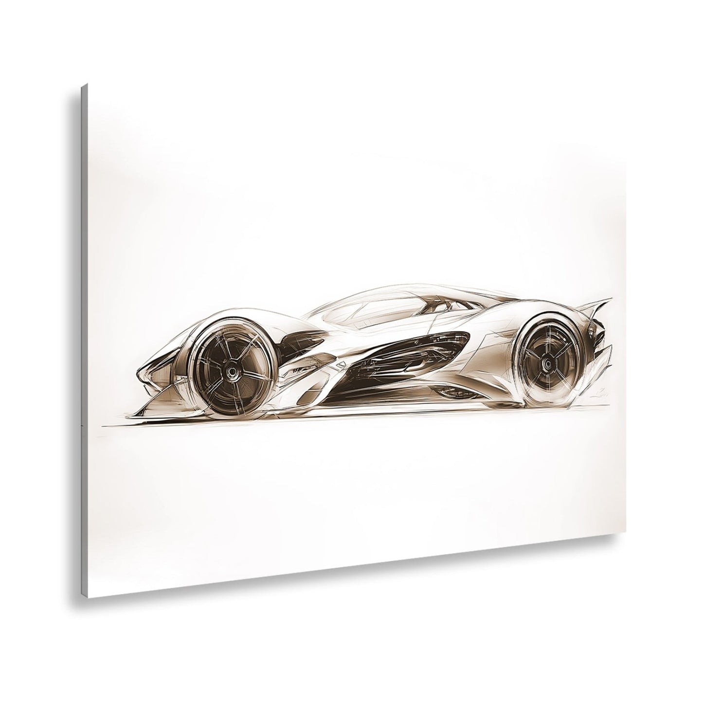 Leinwandbild Elegante Konzeptzeichnung eines weißen Hypercars - deyoli