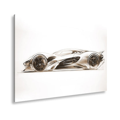 Leinwandbild Elegante Konzeptzeichnung eines weißen Hypercars - deyoli
