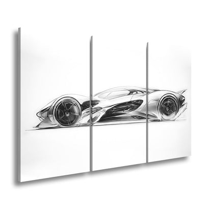 Leinwandbild Elegante Konzeptzeichnung eines weißen Hypercars - deyoli