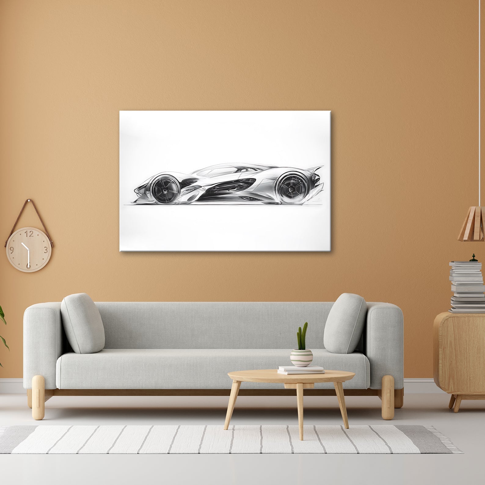 Leinwandbild Elegante Konzeptzeichnung eines weißen Hypercars - deyoli