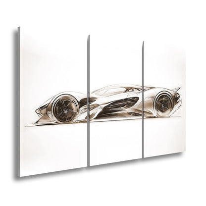 Leinwandbild Elegante Konzeptzeichnung eines weißen Hypercars - deyoli