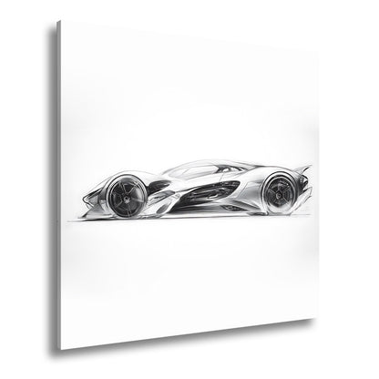 Leinwandbild Elegante Konzeptzeichnung eines weißen Hypercars - deyoli