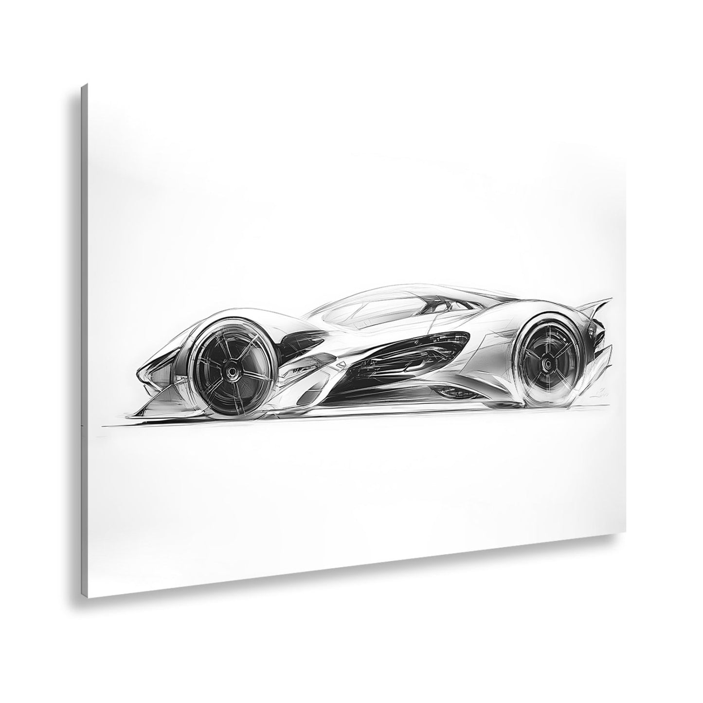 Leinwandbild Elegante Konzeptzeichnung eines weißen Hypercars - deyoli