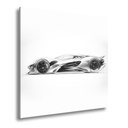 Leinwandbild Elegante Konzeptzeichnung eines weißen Hypercars - deyoli