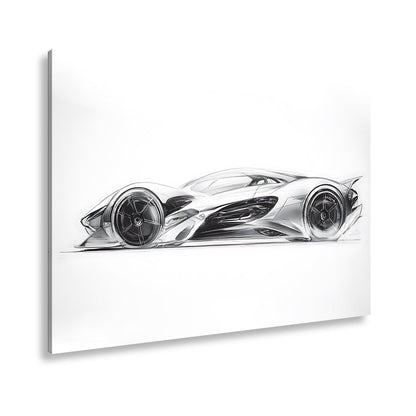 Leinwandbild Elegante Konzeptzeichnung eines weißen Hypercars - deyoli
