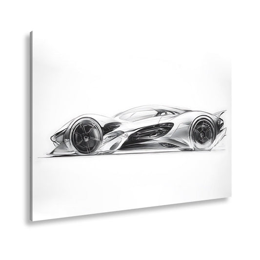 Leinwandbild Elegante Konzeptzeichnung eines weißen Hypercars - deyoli