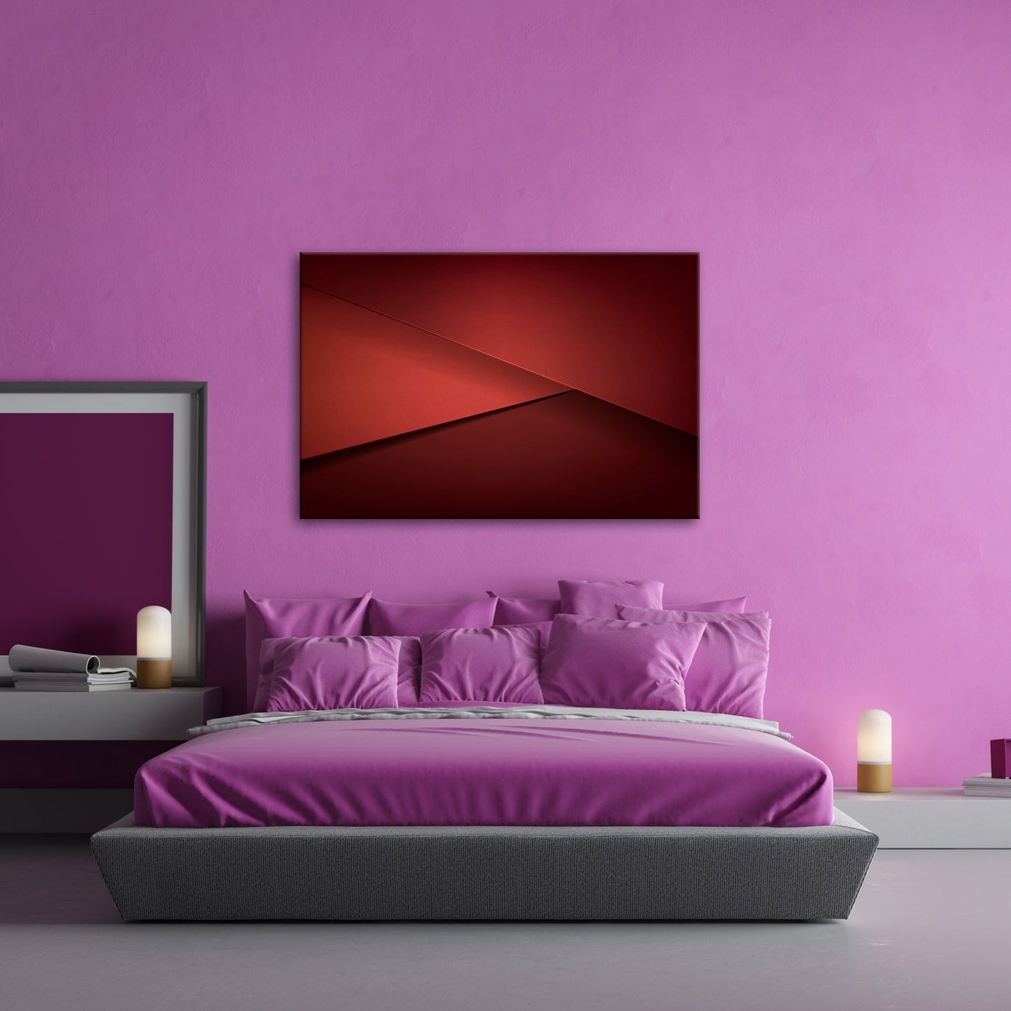 Leinwandbild Elegante rote Flächen in minimalistischer, moderner Geometrie - deyoli