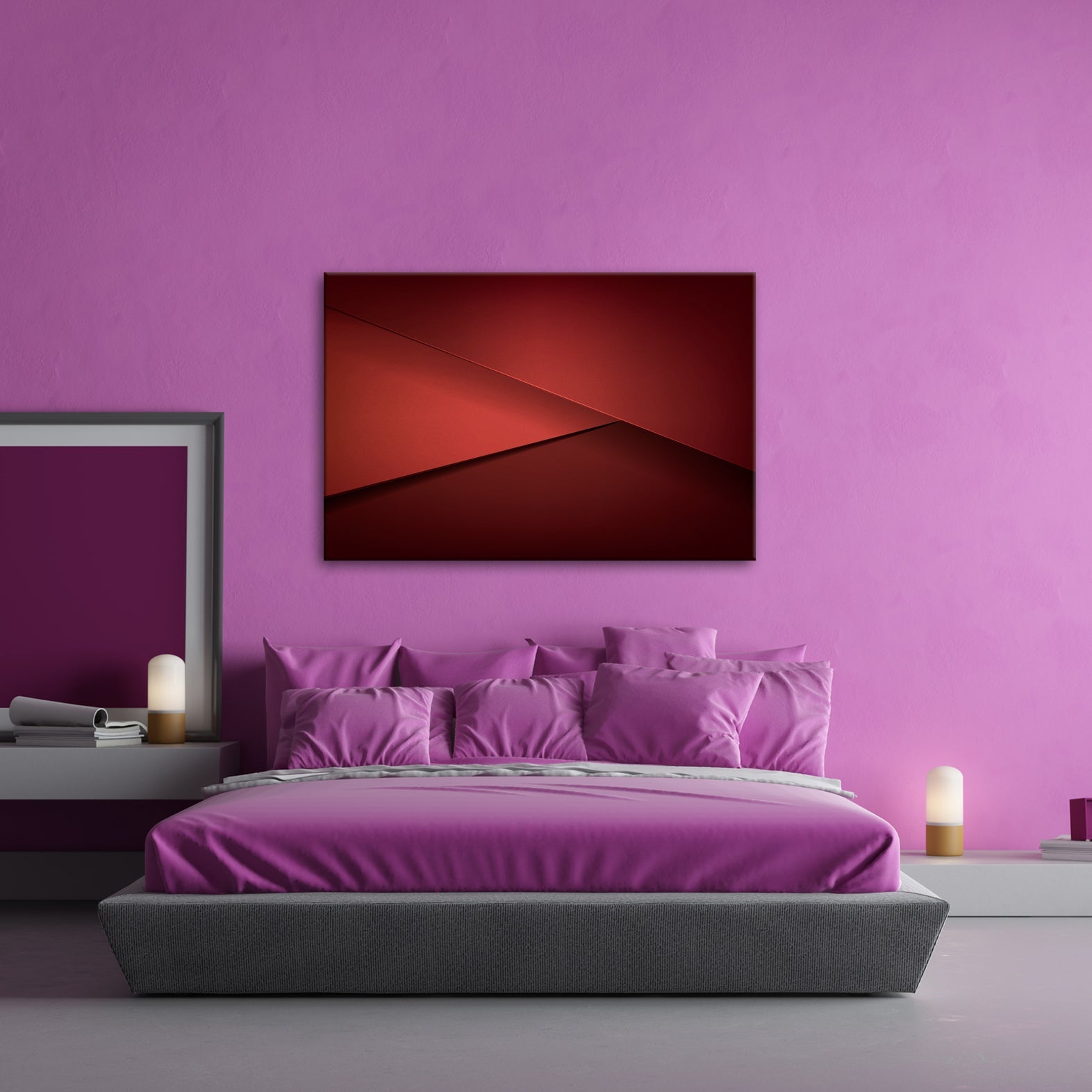 Leinwandbild Elegante rote Flächen in minimalistischer, moderner Geometrie - deyoli