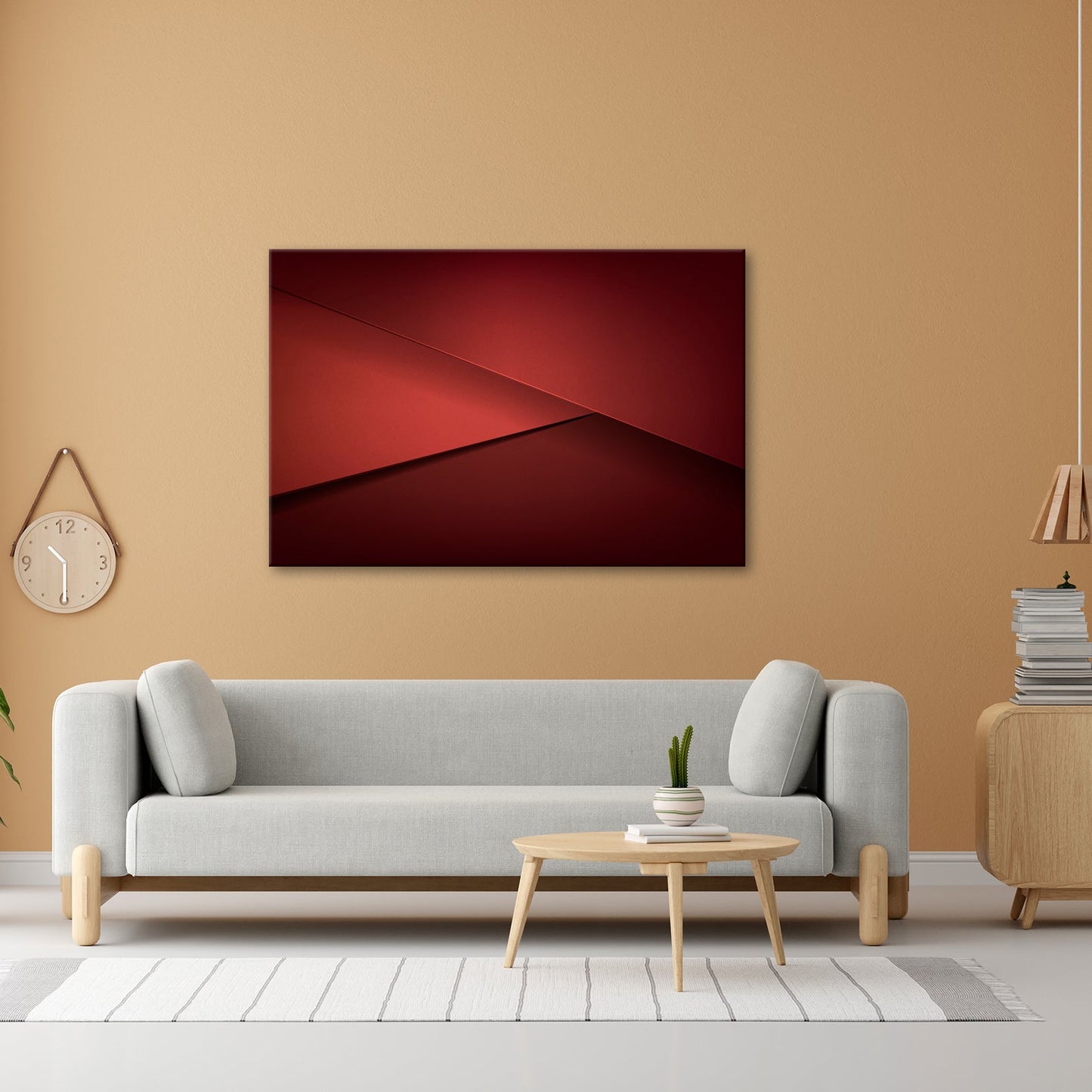 Leinwandbild Elegante rote Flächen in minimalistischer, moderner Geometrie - deyoli